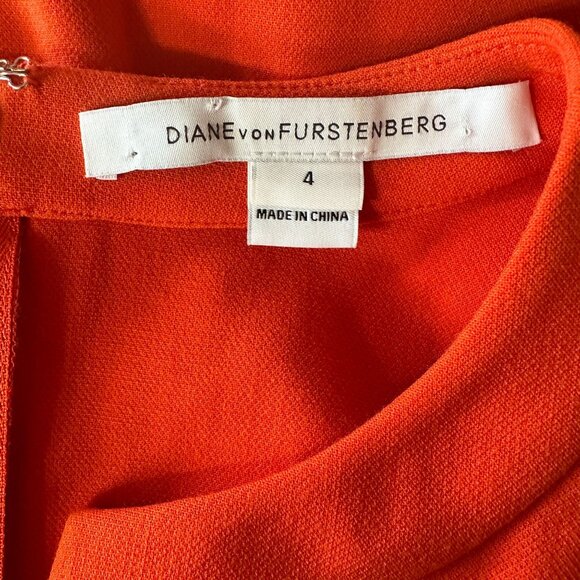 DIANE VON FURSTENBERG Orange Sleeveless A-Line Empire Waist Dress S - Picture 6 of 9